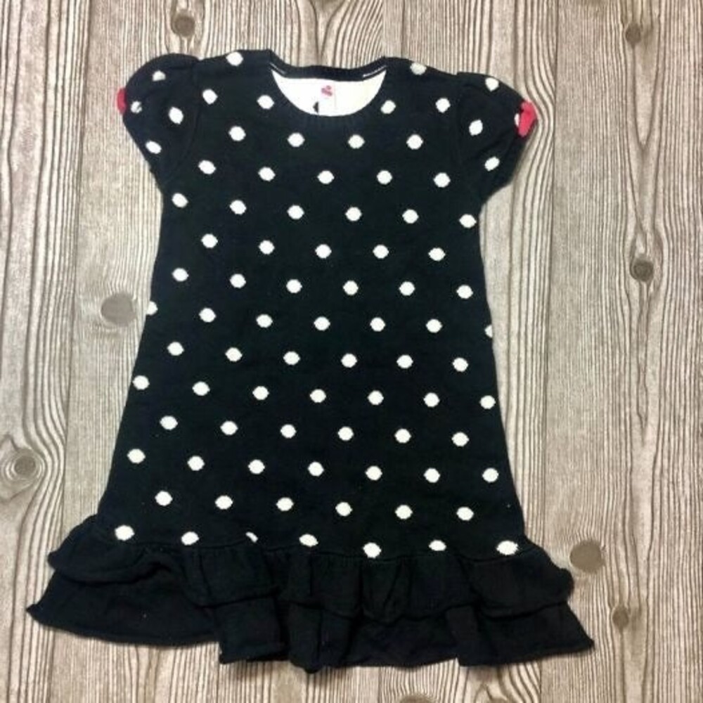 Cherokee 4T girls polka dot black sweater dress w bows  C13